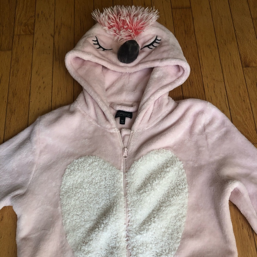 Topshop pink heart flamingo onesie